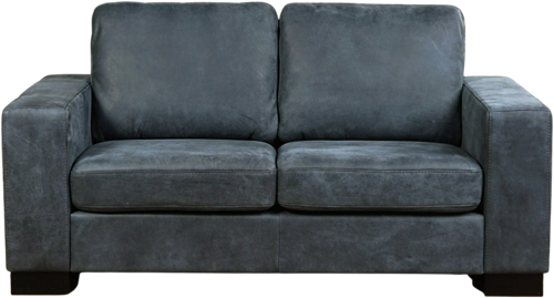 Leren bank Enjoy, 2-zitsbank - Kenia Leer Denim - Hout, Bruin - (174x90cm)-2