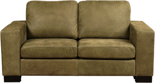 Leren bank Enjoy, 2-zitsbank - Kenia Leer Olive - Hout, Bruin - (174x90cm)-2