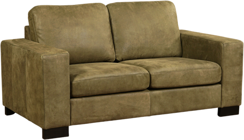 Leren bank Enjoy, 2-zitsbank - Kenia Leer Olive - Hout, Zwart - (174x90cm)