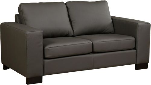 Leren bank Enjoy, 2-zitsbank - Toledo Leer Antracite - Hout, Zwart - (174x90cm)