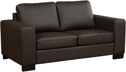 Leren bank Enjoy, 2-zitsbank - Toledo Leer Caffe - Hout, Zwart - (174x90cm)