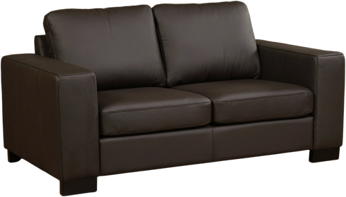 Leren bank Enjoy, 2-zitsbank - Hermes Leer Caffe - Hout, Zwart - (174x90cm)