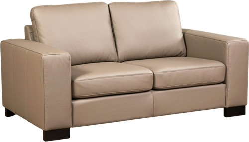 Leren bank Enjoy, 2-zitsbank - Toledo Leer Khaki - Hout, Zwart - (174x90cm)