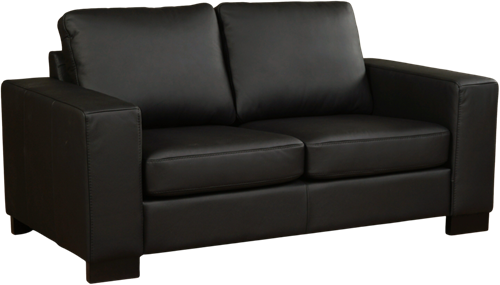 Leren bank Enjoy, 2-zitsbank - Toledo Leer Nero - Hout, Zwart - (174x90cm)