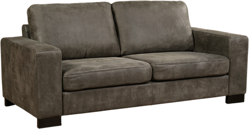 Leren bank Enjoy, 2.5-zitsbank - Kenia Leer Antracite - Hout, Bruin - (204x90cm)