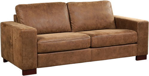 Leren bank Enjoy, 2.5-zitsbank - Kenia Leer Brown - Hout, Bruin - (204x90cm)