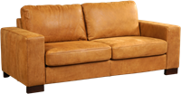 Leren bank Enjoy, 2.5-zitsbank - Kenia Leer Cognac - Hout, Bruin - (204x90cm)