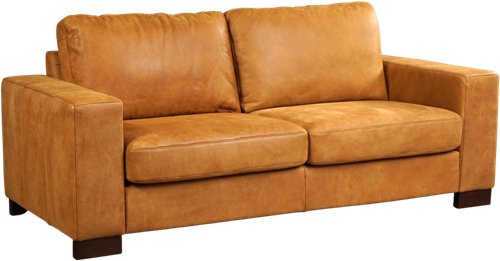 Leren bank Enjoy, 2.5-zitsbank - Kenia Leer Cognac - Hout, Bruin - (204x90cm)