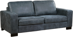 Leren bank Enjoy, 2.5-zitsbank - Kenia Leer Denim - Hout, Bruin - (204x90cm)