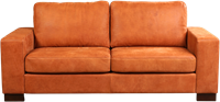 Oranje leren moderne 2.5-zitsbank Enjoy - poot hout bruin - Kenia Leer Rost (oranje leer) - (204x90cm)-2