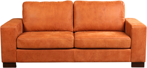Oranje leren moderne 2.5-zitsbank Enjoy - poot hout bruin - Kenia Leer Rost (oranje leer) - (204x90cm)-2