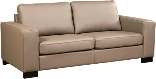 Leren bank Enjoy, 2.5-zitsbank - Toledo Leer Khaki - Hout, Zwart - (204x90cm)