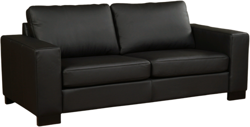 Leren bank Enjoy, 2.5-zitsbank - Toledo Leer Nero - Hout, Zwart - (204x90cm)
