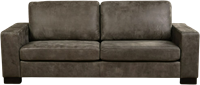 Leren bank Enjoy, 3-zitsbank - Kenia Leer Antracite - Hout, Bruin - (224x90cm)-2