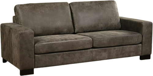 Leren bank Enjoy, 3-zitsbank - Kenia Leer Antracite - Hout, Zwart - (224x90cm)