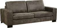 Leren bank Enjoy, 3-zitsbank - Kenia Leer Antracite - Hout, Bruin - (224x90cm)