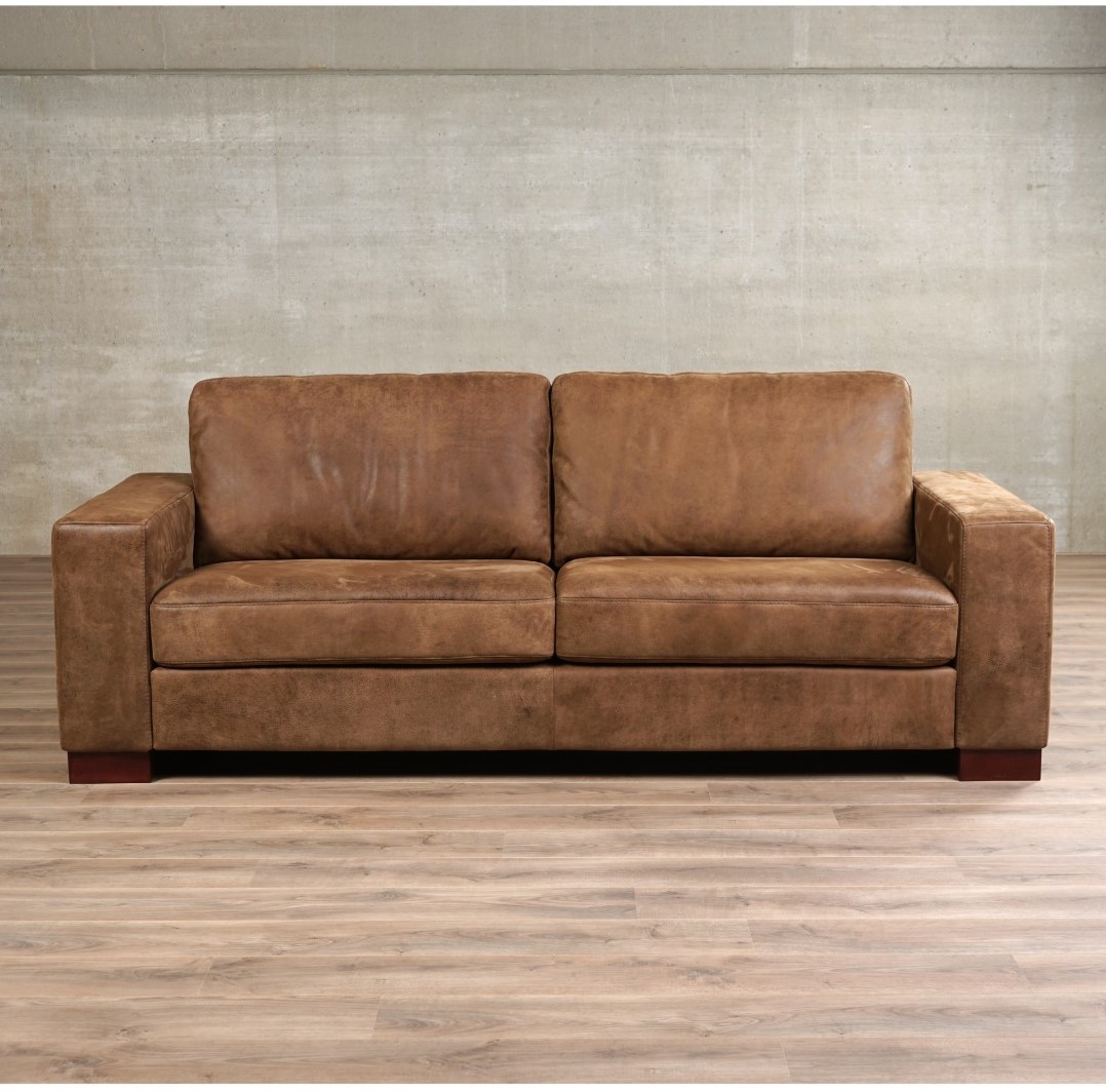 bank Enjoy, 3-zitsbank Kenia Leer Brown - Hout, Bruin - (224x90cm) ShopX