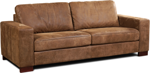 Leren bank Enjoy, 3-zitsbank - Kenia Leer Brown - Hout, Bruin - (224x90cm)