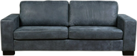 Leren bank Enjoy, 3-zitsbank - Kenia Leer Denim - Hout, Bruin - (224x90cm)-2