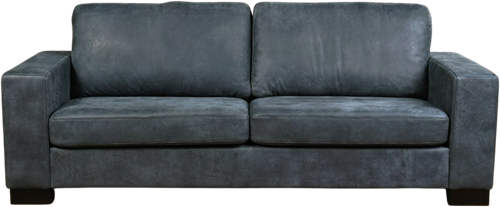 Leren bank Enjoy, 3-zitsbank - Kenia Leer Denim - Hout, Bruin - (224x90cm)-2