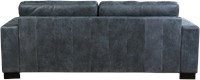 Leren bank Enjoy, 3-zitsbank - Kenia Leer Denim - Hout, Bruin - (224x90cm)-3
