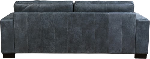 Leren bank Enjoy, 3-zitsbank - Kenia Leer Denim - Hout, Bruin - (224x90cm)-3
