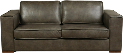Leren bank Fine, 2.5-zitsbank - Granada leer Ash - Hout, Bruin - (204x100cm)-2