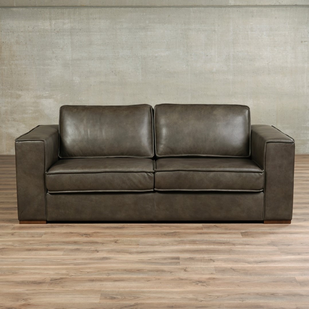 Leren bank Fine, 2.5-zitsbank - Granada leer Ash - Hout, - (204x100cm) ShopX