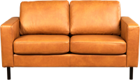 Leren bank Match, 2-zitsbank - Granada leer Sahara - Staal, Zwart - (164x90cm)-2