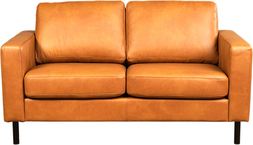 Leren bank Match, 2-zitsbank - Granada leer Sahara - Staal, Zwart - (164x90cm)-2