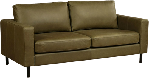 Leren bank Match, 2.5-zitsbank - Rancho Leer Green - Staal, Zwart - (194x90cm)