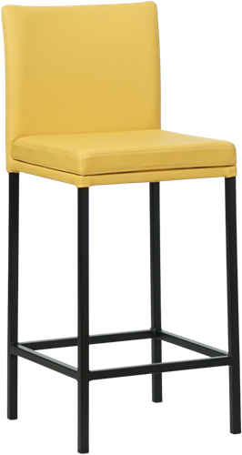 Leren barkruk Break laag - Toledo Giallo (geel) - Kleur poot, zwart