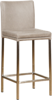 Leren barkruk Break laag - Vintage Lightgrey (lichtgrijs) - Kleur poot, RVS