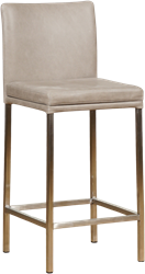 Leren barkruk Break laag - Vintage Lightgrey (lichtgrijs) - Kleur poot, RVS