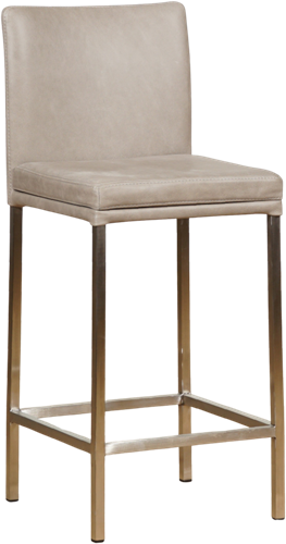 Leren barkruk Break laag - Vintage Lightgrey (lichtgrijs) - Kleur poot, RVS