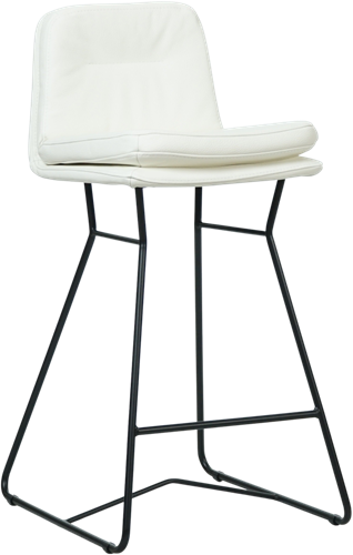 Leren barkruk Candy laag - Toledo Leer Bianco