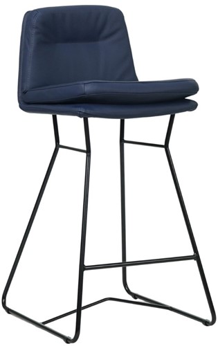Leren barkruk Candy laag - Toledo Leer Kobalt