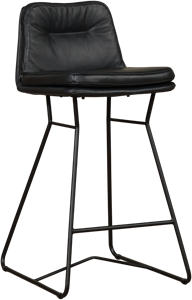 Leren barstoel candy laag 107 zwart, zwart leer, zwarte barkruk