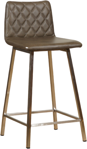 Leren barkruk Catch laag - Granada Ash (grijs/bruin) - Kleur poot, RVS