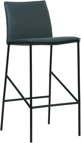 Leren barkruk Favor hoog - Hermes Leer Ocean Blue - Kleur poot, zwart