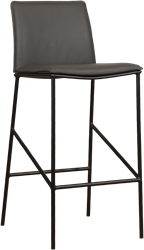 Leren barkruk Favor hoog - Toledo Leer Antracite - Kleur poot, zwart