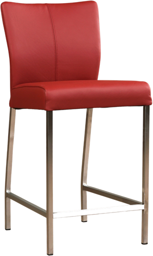 Leren barkruk Revolt laag - Toledo Leer Red - RVS