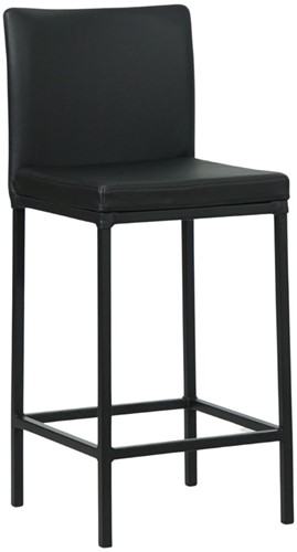 Leren barkruk Break laag - Toledo Nero (zwart) - Kleur poot, zwart