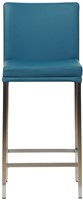 Leren barkruk Break laag - Hermes Turquoise (blauw) - Kleur poot, RVS-2