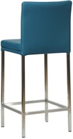 Leren barkruk Break laag - Hermes Turquoise (blauw) - Kleur poot, RVS-3