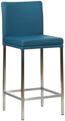 Leren barkruk Break laag - Toledo Turquoise (blauw) - Kleur poot, RVS