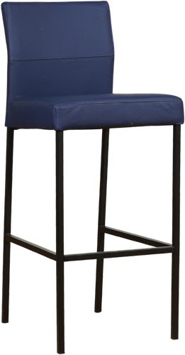 Leren barkruk Bright hoog - Hermes Nero (zwart) - Kleur poot, RVS