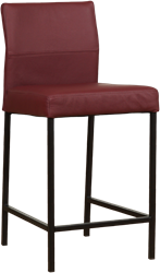 Leren barkruk Bright laag - Toledo Bordeaux (donkerrood) - Kleur poot, zwart