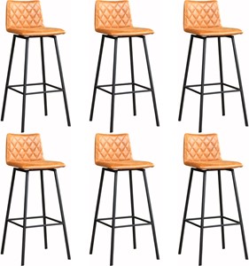 SHOPX HUISCOLLECTIE Set van 6 Leren barkrukken Catch hoog - Echt leer, Industrieel, Comfortabel en kies uit meer dan 150+ kleuren - Ontdek de Vele Leersoorten en Kleuren bij ShopX