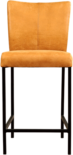Leren barkruk Revolt laag - Kenia Leer Cognac - Zwart-2